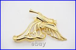 Givenchy Vintage 1980s Large Heaven Angel Flying Wing Trumpet Openwork Brooch