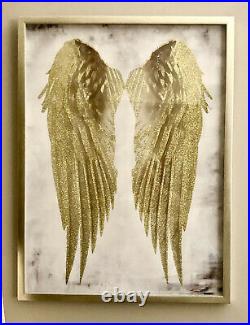Gold Angel Wing Wall Art Framed In Shadow Box New