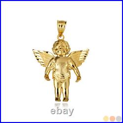 Gold Baby Angel Wings Cherub Guardian Pendant Necklace S, L