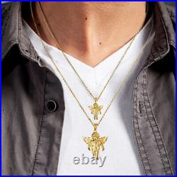 Gold Baby Angel Wings Cherub Guardian Pendant Necklace S, L