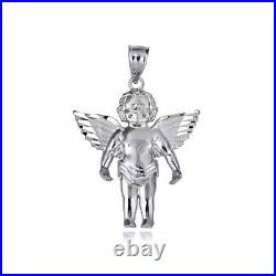 Gold Baby Angel Wings Cherub Guardian Pendant Necklace S, L