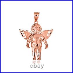 Gold Baby Angel Wings Cherub Guardian Pendant Necklace S, L