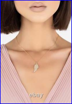 Gold Plated 925 Sterling Silver Large Angel Wing Pendant Necklace White Cz Gift