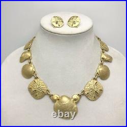 Gold Sea Shell Gilt Necklace Choker Statement Nautical Clam Oyster Snail Gilded