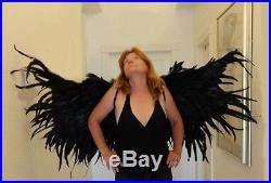 Gothic BLACK Feather WINGS Adult AMAZING Runway Model 60by 40 Ex large WINGS