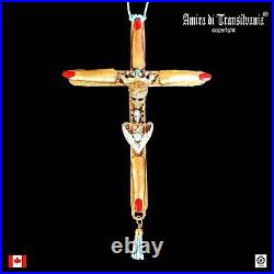 Gothic cross necklace pendant amulet fingers crucifix death skeleton skull crown