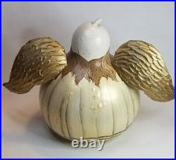 Gourd Art Hand Painted ANGEL Applied Wings Large Artist Signed 95 Primitive Folk