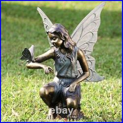 Grace Fairy Girl Butterfly Garden Sculpture Statue Metal Angel