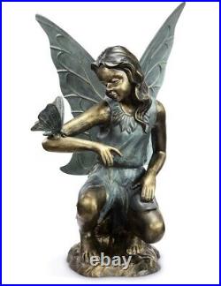 Grace Fairy Girl Butterfly Garden Sculpture Statue Metal Angel