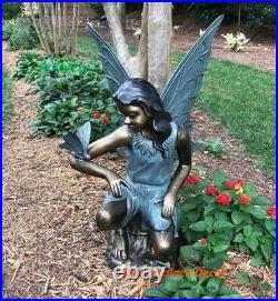 Grace Fairy Girl Butterfly Garden Sculpture Statue Metal Angel 25H SPI 34024