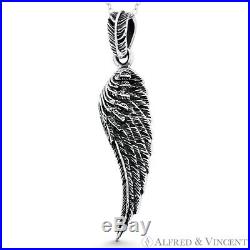 Guardian Angel Eagle Bird Wing Oxidized 925 Sterling Silver Large Chunky Pendant