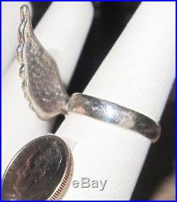 HUGE Angel Wings covered in Marcasite Large Ring ONE-OF-A-KIND Sterling sz8