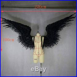 Halloween Black Large Feather Devil Angel Wings Night Party Fancy Costume Outfit