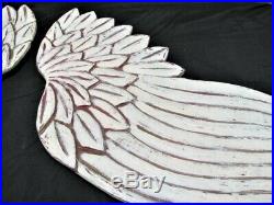 Hand Made Large White Washed Wood Angel Wings Signed B. Rogers 1999 #3