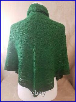 Handcrafted Angel Wing Shawl Large Green 76 x 32 Alpaca / Bamboo