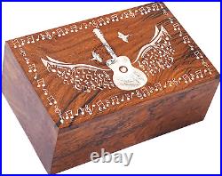Handcrafted Angel Wings Guitar Wooden Cremation Urns for Human Ashes Adult Large