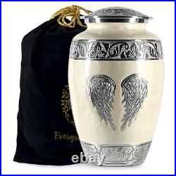 Handcrafted Angel Wings Pearl White Urn for Ashes Large Cremation Urn for A