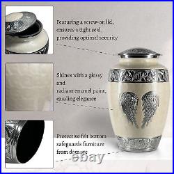 Handcrafted Angel Wings Pearl White Urn for Ashes Large Cremation Urn for A