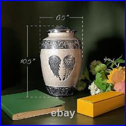 Handcrafted Angel Wings Pearl White Urn for Ashes Large Cremation Urn for A