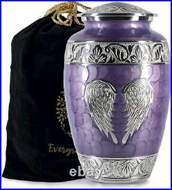 Handcrafted Angel Wings Purple Urn for Ashes Large Large, Lavender