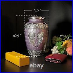 Handcrafted Angel Wings Purple Urn for Ashes Large Large, Lavender