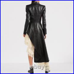 Handmade Women's lamb Skin Leather jacket Dress, Women's flare Leather jacket