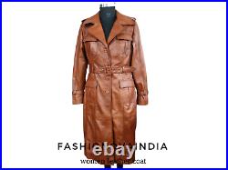 Handmade Women's lamb Skin waxed Leather coat, Leather Outfit, Leather long coat