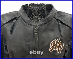 Harley Davidson Juneau Womens Large Big Logo Wings TriColor Black Leather Jacket