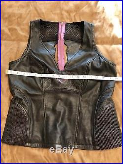 Harley Davidson Night Angel Black Leather Vest Top Bling WINGS Large
