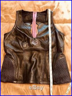 Harley Davidson Night Angel Black Leather Vest Top Bling WINGS Large