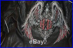 Harley Davidson Road Angel Black Leather Jacket Women's Large Studded Wings