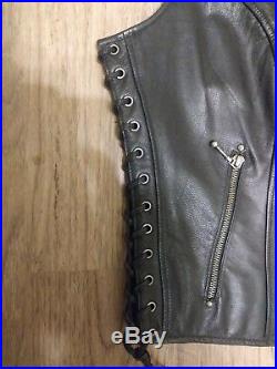 Harley Davidson Road Angel Black Leather Vest Top Bling Large Wings Lace sides
