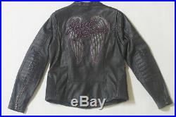 Harley Davidson Women NIGHT ANGEL Purple Wings Black Leather Jacket 97013-14VW L