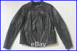 Harley Davidson Women NIGHT ANGEL Purple Wings Black Leather Jacket 97013-14VW L