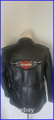 Harley Davidson Womens Angel Wings Leather Jacket SZ Large CA03402 MADE IN USA