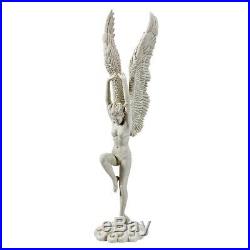 Heavens Free Falling Guardian Angel Statue With Large Feathered Wings Spiritual