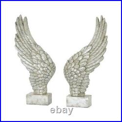 Hill 1975 Large Freestanding Antique Silver Angel Wings Ornament, Resin, Mixe