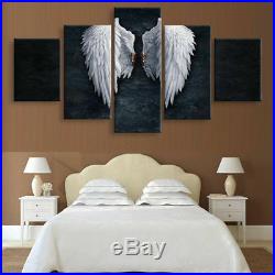 Home Decor White Angel Wings Abstract Art 5 Pieces Canvas Room Wall Decorating