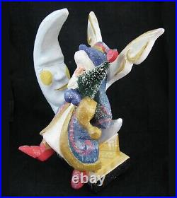 House of Hatten Santa on the Moon Angel Wings xmas Figurine Denise Calla 2000