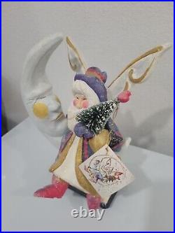 House of Hatten Santa on the Moon Angel Wings xmas Figurine Denise Calla. 2000