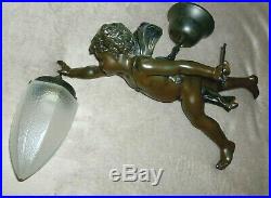 Huge French Vintage Chandelier Winged Angel Cherub Amour With a Bow