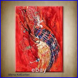 Huge abstract print on canvas Angel Wings series red background