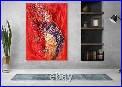 Huge abstract print on canvas Angel Wings series red background
