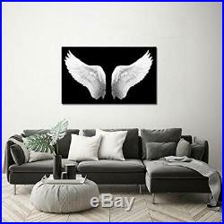IKNOW FOTO Large Black and White Canvas Prints Angel Wings Wall Art (24x40inch)