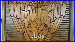 Inlaid Lath Wall Art Angel Wings, Singular Rare, Reclaimed Wood Window Sash Frame
