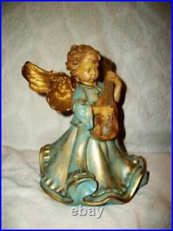 Italian Depose Angel Figure HP Large Aqua Gilt Wings Marked Numbered MID Century