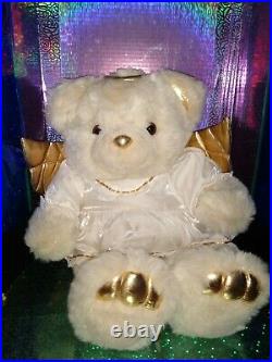 JCPenney Holiday Collection Angel Bear Sparkly Cream Gold Nose Wings 24 Plush