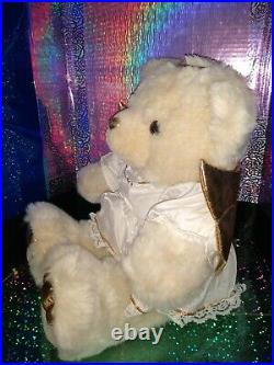 JCPenney Holiday Collection Angel Bear Sparkly Cream Gold Nose Wings 24 Plush