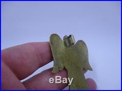 JEEP COLLINS Brass 925 Sterling Silver Hammered Angel Wings Large Pendant 33