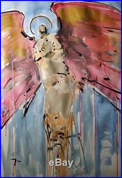 JOSE TRUJILLO Angel Wings Expressionism Abstract 30x40 Large Modern Acrylic Art